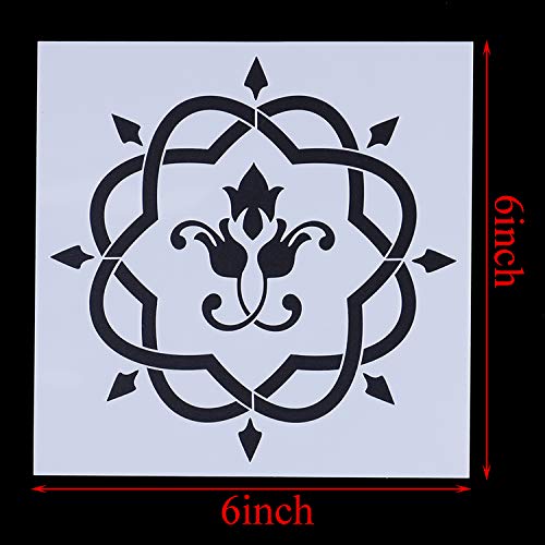 Plantilla reutilizable Mandala de 9 (6 x 6 pulgadas) para pintar plantillas, plantilla de pintura cortada con láser para bricolaje, decoración de bricolaje, pintura en madera, rocas y paredes arte