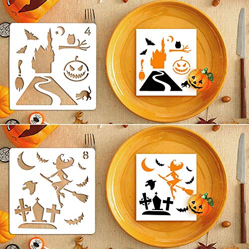 Plantillas de pintura de Halloween, 20 plantillas de expresión de aerógrafo de calabaza reutilizables para bricolaje para tarjetas de bricolaje, manualidades, dibujo, pintura, pulverización