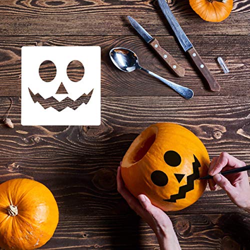 Plantillas de pintura de Halloween, 20 plantillas de expresión de aerógrafo de calabaza reutilizables para bricolaje para tarjetas de bricolaje, manualidades, dibujo, pintura, pulverización