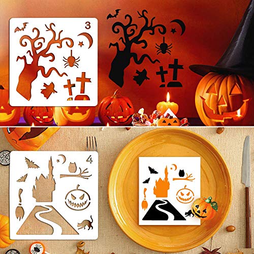 Plantillas de pintura de Halloween, 20 plantillas de expresión de aerógrafo de calabaza reutilizables para bricolaje para tarjetas de bricolaje, manualidades, dibujo, pintura, pulverización