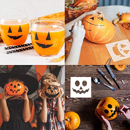 Plantillas de pintura de Halloween grandes, 21 plantillas de expresión de aerógrafo de calabaza reutilizables para bricolaje para tarjetas de bricolaje, manualidades, dibujo, pintura, pulverización,