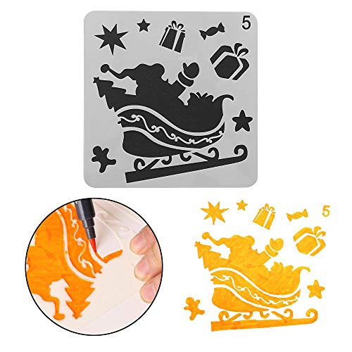 Plantillas de pintura, Plantillas de dibujo de Navidad, 8 pcs. Diferentes juegos de plantillas de escalas plásticas de estilo navideño con Feliz Navidad para bricolaje Pintura