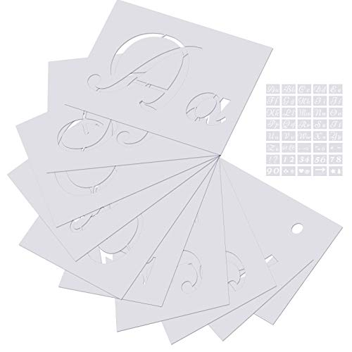 Plantillas Letras 40 Piezas Plantillas de Letras Plantillas de Alfabeto 80 Diseños Arte Plantillas para Pintar Mayúsculas Números Signos Plantilla Plástica Reutilizable