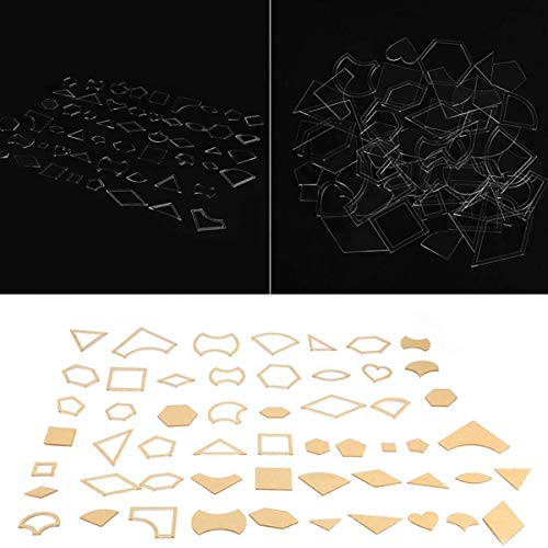 Plantillas Patchwork, 54 Piezas Surtido Conjunto de Plantillas de patrón acrílico Transparente Plantillas Mixtas Hechas a Mano Cuero artesanía Herramienta de Bricolaje