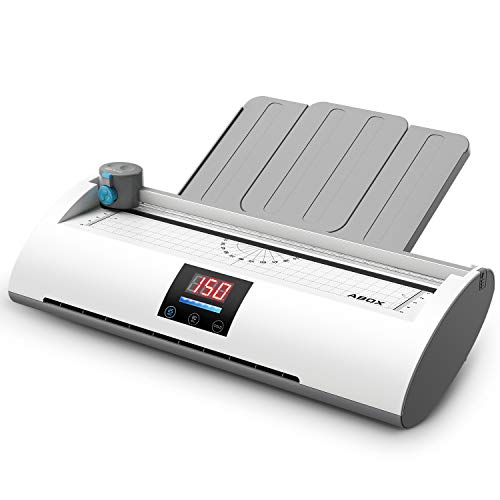 Plastificadora A4 A5 A7, ABOX Pixseal II Máquina para Plastificar en Frío y Caliente 350mm por min con Función ABS, Cortador de Papel, Redondeador de Esquina y 20 Fundas