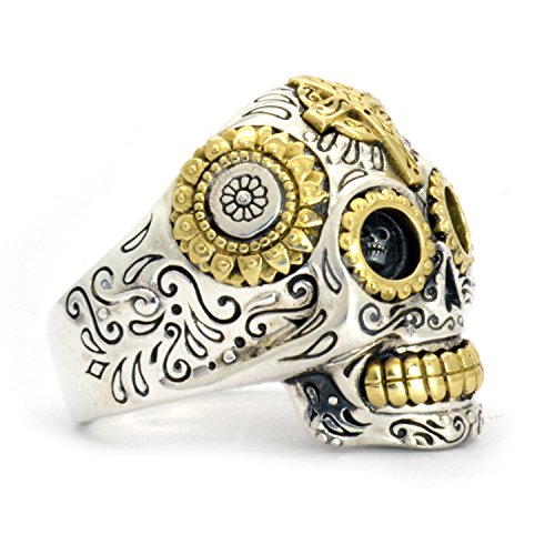 Plata de Ley, azúcar de calavera anillo para hombre – 1 oz de plata hecho a mano