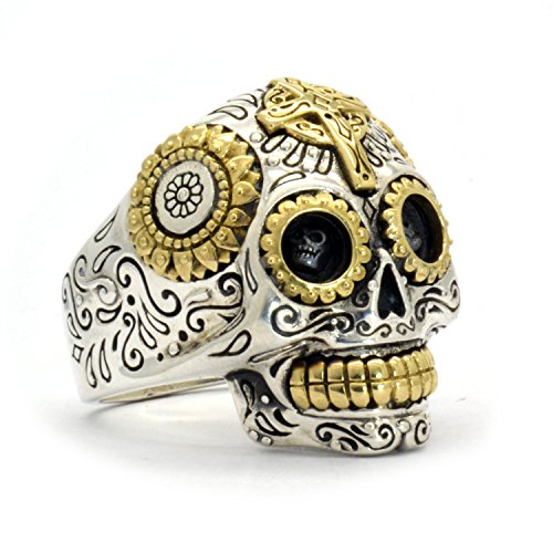 Plata de Ley, azúcar de calavera anillo para hombre – 1 oz de plata hecho a mano