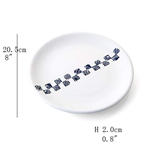 Plato De Cerámica La Vajilla De Patrón Simple De Calidad para Uso Doméstico Y De Hostelería （8 Pulgadas