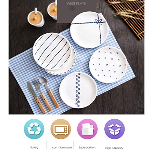 Plato De Cerámica La Vajilla De Patrón Simple De Calidad para Uso Doméstico Y De Hostelería （8 Pulgadas