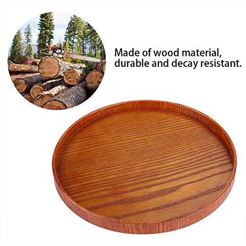 Plato de Madera para Pizzas Bandeja de Té Redonda de Servir de Madera Cuencos de Madera para Postre Fruta Pastel (24CM)