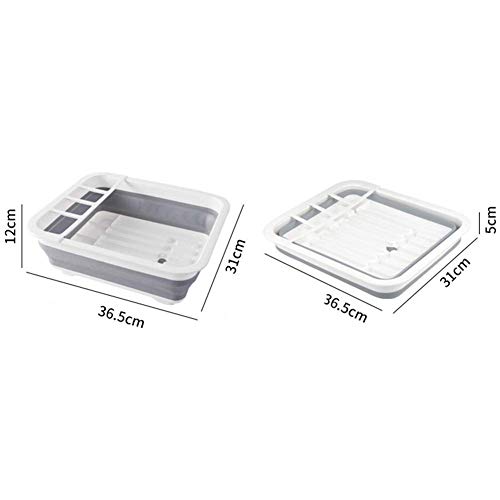 Plato Secado Escurridor, Plegable Plato Estante, Ahorro de Espacio Vajilla Organizador, Compacto Escurreplatos para Pequeño Cocina, Camper, Rv,Caravana, Viaje Trailer - Gris, free size