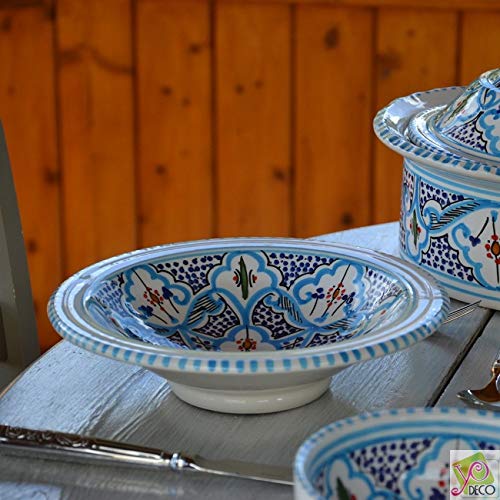 Plato Tebsi marroquí, 23 cm de diámetro, color turquesa