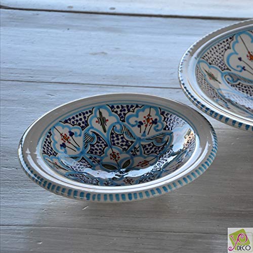 Plato Tebsi marroquí, 23 cm de diámetro, color turquesa