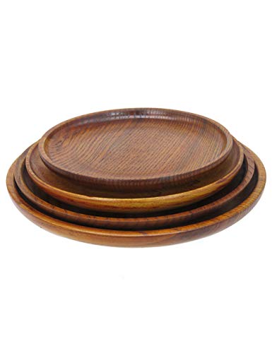 Platos Llanos Redondos de Madera para Fiesta Alimentos, Snacks, Bocadillos, Canapé, Servir, Ensaladas, Postre, Hamburguesas, Bandejas y Platos para Decoración del Hogar Y La Cocina, Vajilla de 6 P