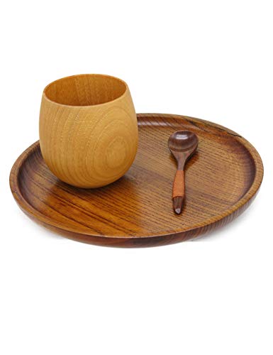 Platos Llanos Redondos de Madera para Fiesta Alimentos, Snacks, Bocadillos, Canapé, Servir, Ensaladas, Postre, Hamburguesas, Bandejas y Platos para Decoración del Hogar Y La Cocina, Vajilla de 6 P