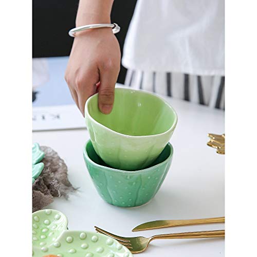 Platos para La Cena Plantas Tropicales Populares Cactus Cerámica Creativa Pigmentada Verde Contenedor De Comida Irregular Plato De Sushi Regalos (H)