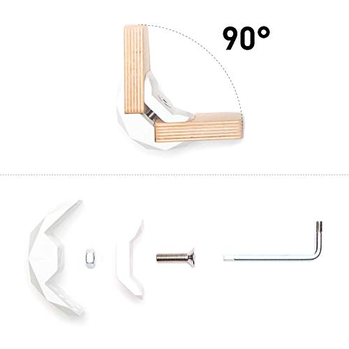PlayWood Kit de Construcción de 20 piezas en Ángulo Recto, Pinzas de Plástico con Tornillo de Acero Inoxidable, Ideal para Bricolaje, Estantes Modulares de Madera (Rojo) (blanco)