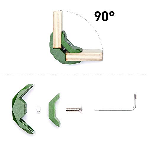 PlayWood Kit de Construcción de 4 Piezas, Pinzas de Plástico con Tornillo de Acero Inoxidable, Grosor Entre 16-19 mm, Ideal para Bricolaje, Estantes Modulares de Madera (90 Grados, Verde)