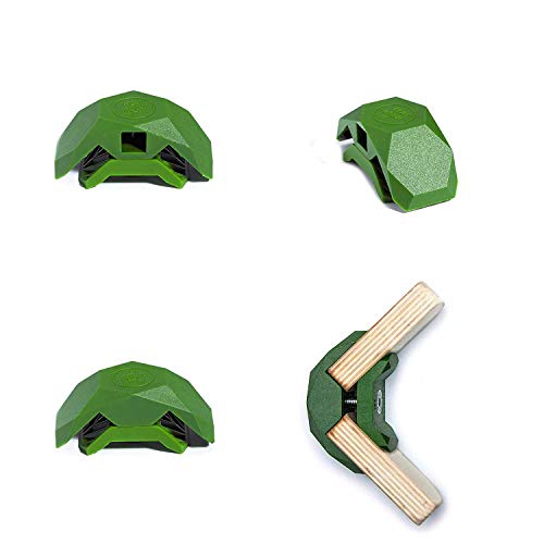 PlayWood Kit de Construcción de 4 Piezas, Pinzas de Plástico con Tornillo de Acero Inoxidable, Grosor Entre 16-19 mm, Ideal para Bricolaje, Estantes Modulares de Madera (90 Grados, Verde)
