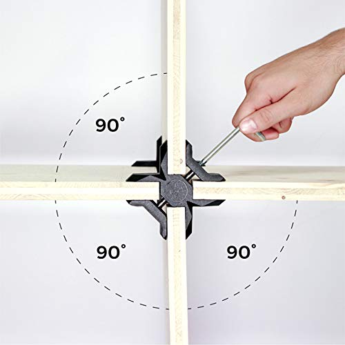 PlayWood Kit de Construcción de Cruz Conectores, Pinzas de Plástico con Tornillo de Acero Inoxidable, Grosor entre 16-19 mm, Ideal para Bricolaje, Estantes Modulares de Madera (Kit 8 Piezas, Gris)