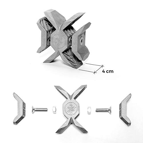 PlayWood Kit de Construcción de Cruz Conectores, Pinzas de Plástico con Tornillo de Acero Inoxidable, Grosor entre 16-19 mm, Ideal para Bricolaje, Estantes Modulares de Madera (Kit 8 Piezas, Gris)