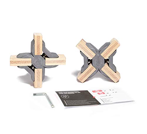 PlayWood Kit de Construcción de Cruz Conectores, Pinzas de Plástico con Tornillo de Acero Inoxidable, Grosor entre 16-19 mm, Ideal para Bricolaje, Estantes Modulares de Madera (Kit 8 Piezas, Gris)