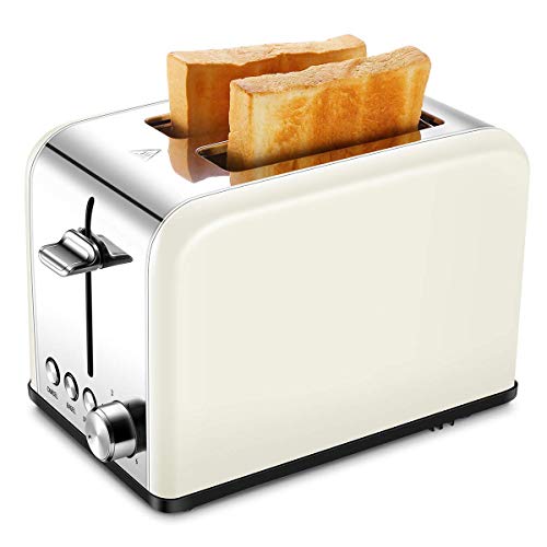 PLEASUR Tostadoras compactas para Bagel de Pan pequeño, 2 rebanadas, Ranura Ancha, tostadora de Cocina de Acero Inoxidable, Rebanada, tostadora para Bagel de Pan