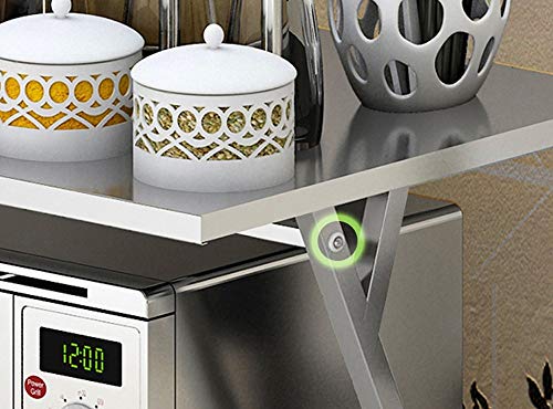 PLEASUR WURE 201 Estantes de Acero Inoxidable Estilo nórdico Estantes de Piso sin perforar Estantes para Horno de microondas de 2 Niveles Suministros de Cocina Estante multifunción Resistente al Agua
