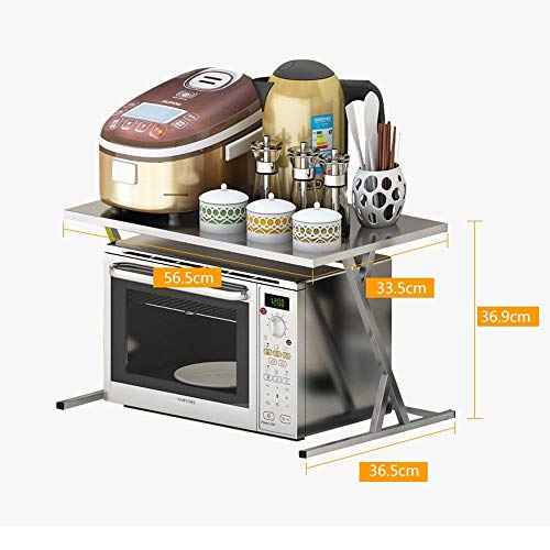 PLEASUR WURE 201 Estantes de Acero Inoxidable Estilo nórdico Estantes de Piso sin perforar Estantes para Horno de microondas de 2 Niveles Suministros de Cocina Estante multifunción Resistente al Agua