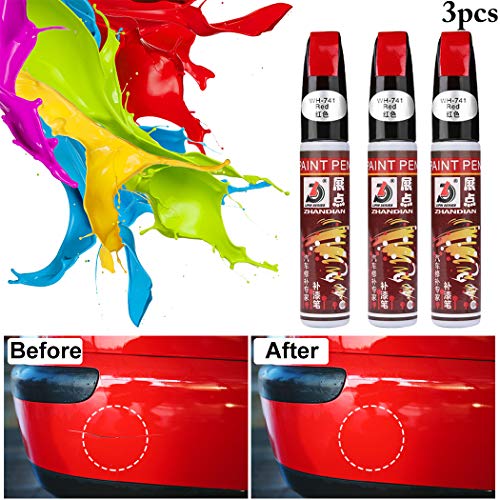 Pluma de retoque del Coche,Fanport 3pc Rotulador de retoque con Pincel para la Pintura del Coche Auto Rascandose Reparador Pintura para Retoques Boligrafo