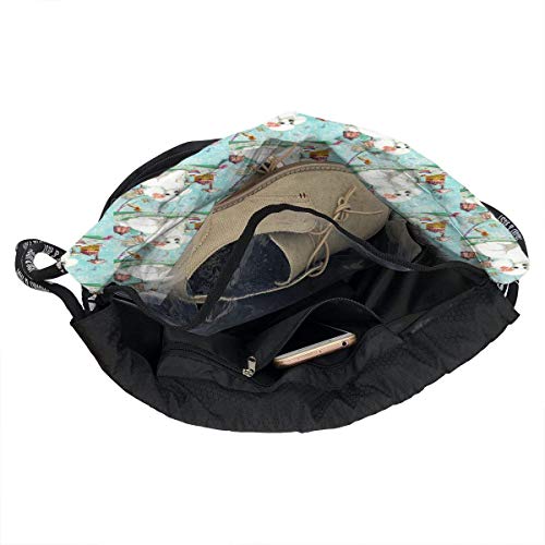 PmseK Mochila con Cordón,Bolsas de Gimnasia, Drawstring Bag White Poodle Cupcake Shoulder Bags Travel Sport Gym Bag Print - Yoga Runner Daypack Shoe Bags with Zipper and Pockets