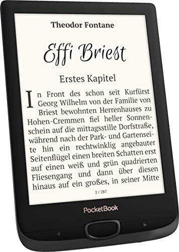 PocketBook Basic Lux 2 - Lector de Libros electrónicos (8 GB de Memoria, Pantalla de 15,24 cm (6 Pulgadas), 17 formatos de Libro compatibles), Color Negro