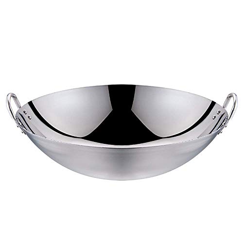 POETRY Ollas de Cocina Sartenes Wok Sartén sin Revestimiento Sartén Profesional Grande Wok Sartén con Mango Auxiliar de Acero Wok Multiusos A 38cm