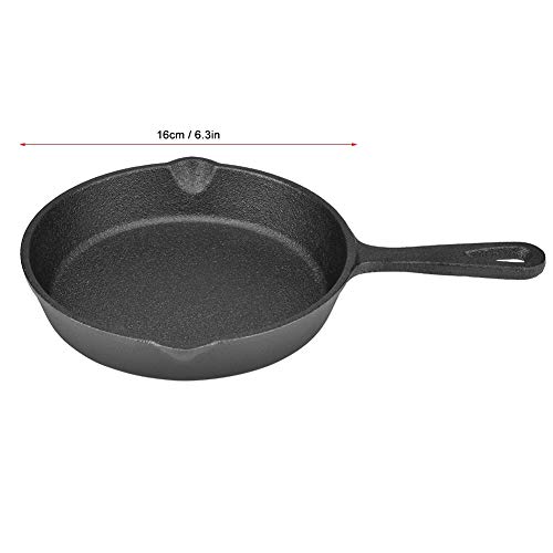Pokerty Cacerola de fundición de Hierro, sartén de sartén de Hierro Fundido Vintage de 16 cm / 20 cm Quemado Antiadherente Pizza de Hierro Fundido Antiadherente y sartén(16cm)