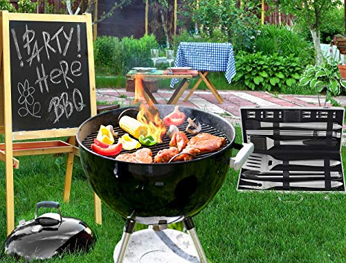 POLIGO 19 Piezas Set Barbacoa Utensilios con Estuche de Aluminio para Camping - Prima Extra Grueso Acero Inoxidable Kit Barbacoa Accesorios Parrilla Navidad cumpleaños para Hombres
