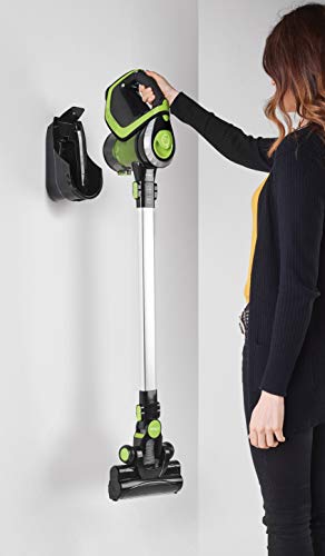 Polti Forzaspira Slim SR110 Escoba eléctrica recargable sin cables 2 en 1, tecnología ciclónica, autonomía de hasta 50 minutos, 3 fases de filtrado con filtro HEPA, Negro/Verde