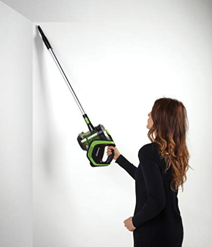 Polti Forzaspira Slim SR110 Escoba eléctrica recargable sin cables 2 en 1, tecnología ciclónica, autonomía de hasta 50 minutos, 3 fases de filtrado con filtro HEPA, Negro/Verde