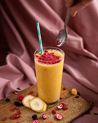 Polvo de frambuesas liofilizadas 100% natural, sin gluten, sin azúcares añadidos, sin conservantes, merienda de fruta saludable (100g)