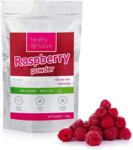 Polvo de frambuesas liofilizadas 100% natural, sin gluten, sin azúcares añadidos, sin conservantes, merienda de fruta saludable (100g)