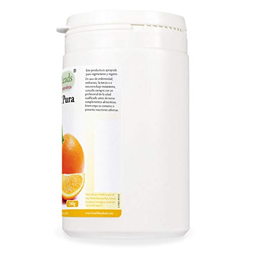 Polvo de vitamina C pura (ácido ascórbico), Contribuye a mantener el funcionamiento normal del sistema inmunitario, Piel y dientes más sanos, Vegano, sin OMGs y libre de gluten, 1 x 240 g