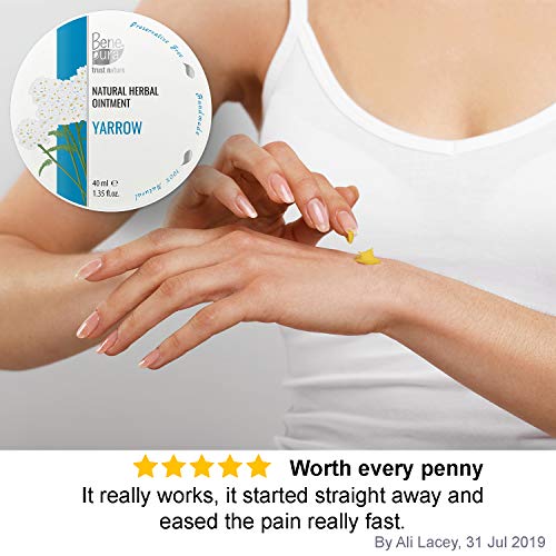 Pomada natural con milenrama blanca 40ml, extracto de aceite frío, 100% natural - contra las hemorroides, estabiliza las paredes de los vasos sanguíneos y mejora el flujo sanguíneo– hecho a mano en EU