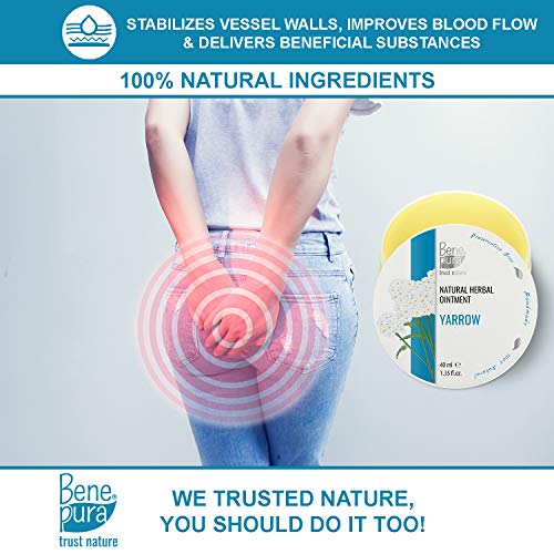 Pomada natural con milenrama blanca 40ml, extracto de aceite frío, 100% natural - contra las hemorroides, estabiliza las paredes de los vasos sanguíneos y mejora el flujo sanguíneo– hecho a mano en EU