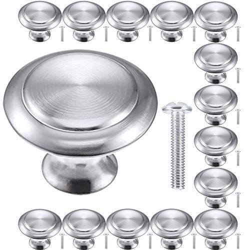 Pomos para puerta de armario BETOY, 15 unidades, redondos, con forma de seta, tirador de acero inoxidable, para puerta de cajón, armario, cocina, color plateado (0,92 x 0,78 pulgadas)