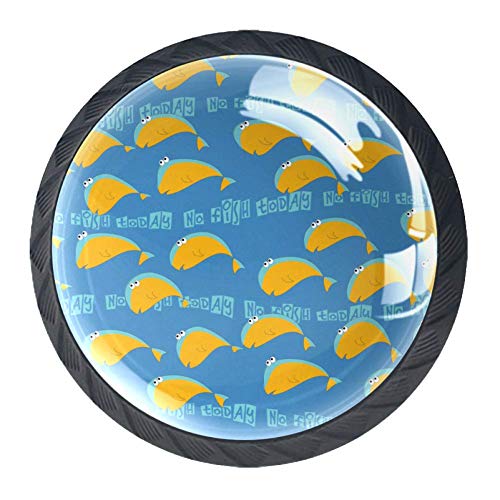 Pomos redondos para armario de cocina, diseño de hojas de limón, color azul oscuro, 4 piezas, Pez naranja azul, 3.5×2.8CM/1.38×1.10IN