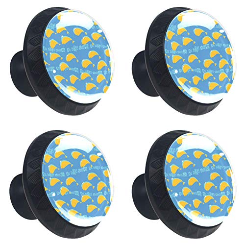 Pomos redondos para armario de cocina, diseño de hojas de limón, color azul oscuro, 4 piezas, Pez naranja azul, 3.5×2.8CM/1.38×1.10IN