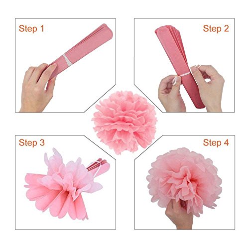 Pompones de papel, flores de papel, para decoración y celebración de fiestas. 15 unidades de 20, 25, 36 cm
