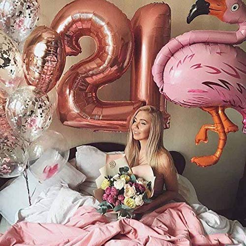 Ponmoo Foil Globo Número 15 51 Oro Rosa, Gigante Numeros 0 1 2 3 4 5 6 7 8 9 10-19 20-29 30 40 50 60 70 80 90 100, Grande Globos para La Boda Aniversario, Globo de Cumpleaños Fiesta Decoración