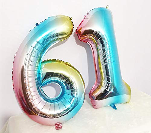 Ponmoo Foil Globo Número 5 Azul, Gigante Numeros 0 1 2 3 4 5 6 7 8 9 10-19 20-29 30 40 50 60 70 80 90 100, Grande Globos para La Boda Aniversario, Globo de Cumpleaños Fiesta Decoración