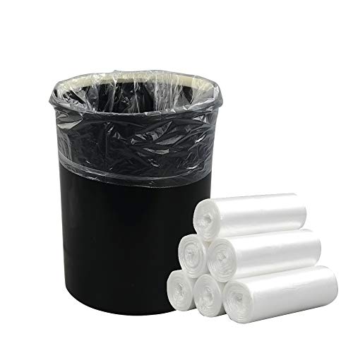 Ponpong Paquete de 150 Bolsas de basura transparente Cubiertas para contenedores, 5L, 6 rollos