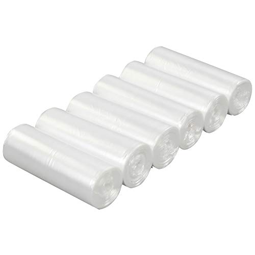 Ponpong Paquete de 150 Bolsas de basura transparente Cubiertas para contenedores, 5L, 6 rollos